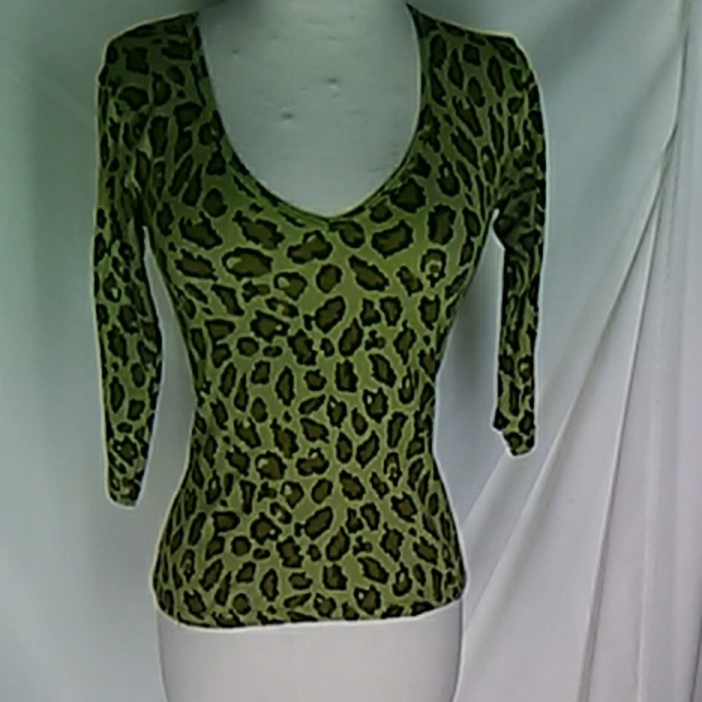 Michael Stars Knit Green Top OS Camo Print